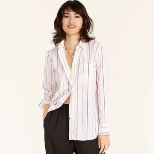 J Crew Classic-fit washed cotton poplin shirt in candy stripe NWT